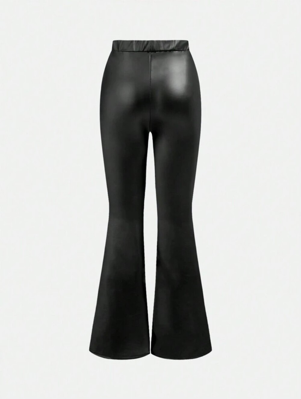 SHEIN Black Faux Leather Flare Pants